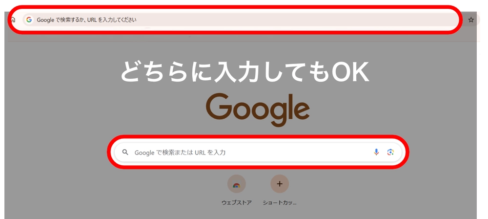 Google ChromeでのURL入力方法のキャプチャ画像